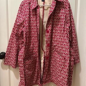 GAP Pink and Cream Geometric Print Peacoat Womens size XL